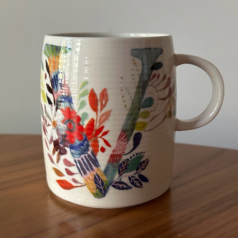 Anthropologie “V” Coffee Mug